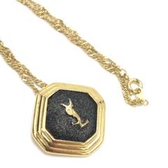 正規品　イブサンローラン　 ネックレス　オクタゴン型ペンダントショッパー付き オクタゴン×ラインストーンロゴネックレス ヴィンテージ|イヴ