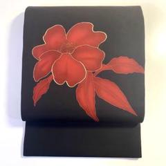 名古屋帯 塩瀬 紅葉 金駒刺繍 金彩 黒色 PO-3141 名古屋帯 塩瀬 紅葉 金駒刺繍 金彩 黒色 PO-3141