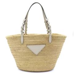 PRADA♡プラダ♡ラタン×キャンバス♡かごバッグ ストラップ付 2way PRADA - プラダ 2wayショルダーバッグ かごバッグの通販 by
