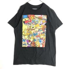 3510　アメリカアニメ　キャラT　大集合　半袖　Tシャツ　両面プリント　黒