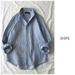◎シップス【洗える】ステッチ ボーダー ストライプ￼ シャツ ブラウス