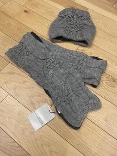 ACHETER ニット帽マフラーセットグレー ケーブル編み マフラーと帽子セット ACHETER ニット帽マフラーセットグレー ケーブル編み マフラーと