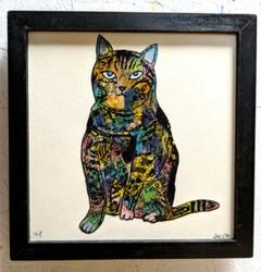 明日午前中まで販売！手作り額付きシルクスクリーン応用絵画