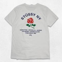 NY限定 STUSSY ステューシー Tシャツ L バックプリント 薔薇
