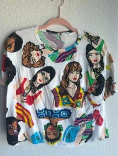 ZARA カラフルイラスト 半袖Tシャツ Lのサムネイル