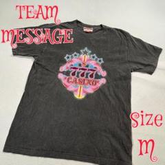 TEAM MESSAGE ラインストーンCASINO Tシャツ チャコール M