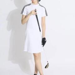 人気★Lサイズ アディダス ゴルフゴルフワンピース　スリーライン モックネック