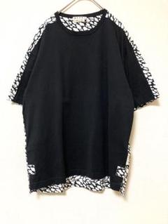マルニ　切り替え　半袖　tシャツ 総柄　雲　ロゴ　クルーネック　メンズ　ブラック