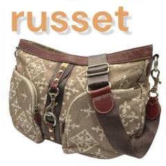 russet ラシット ショルダーバッグ ビッグロゴ キャンパス クロスボディ