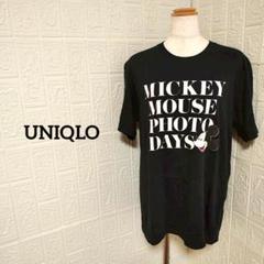 ユニクロ ミッキーマウスフォトデイズＵＴグラフィックTシャツ ブラック 洗えるL