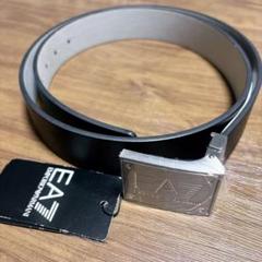 未使用 エンポリオアルマーニ EA7 シルバー バックル ベルト レザー メンズ