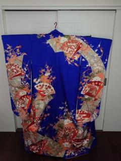美品　しつけ付き　洗える着物　振袖　袷　花柄のサムネイル