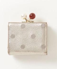 極美品　perche ペルケ　アクリル玉　本革 がま口 二つ折り財布