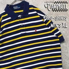 【希少XL☆US輸入90s】ポロラルフローレン ボーダーポロシャツ ネイビー 希少XL☆US輸入90s】ポロラルフローレン ボーダーポロシャツ