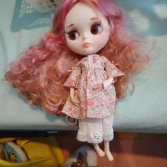 momoko人形 ピンクの髪 花柄服