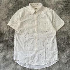 美品✨【TYR】 ホワイト 半袖シャツ リネン混❗L 大きいサイズ 総柄