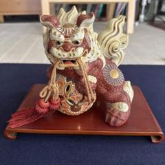 九谷焼清香作球乗り獅子美品、値下げしました最終値下げ 玉乗獅子 ペア 九谷焼 白