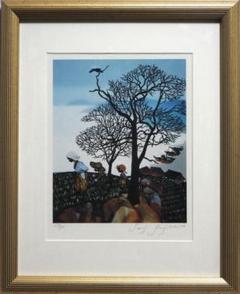 新品　藤城清治　日本の愛唄歌シリーズ　11月　冬景色 真作□藤城清治 版画 冬景色□絵画 レフグラフ 日本の愛唱歌12