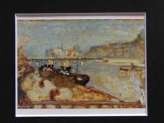 ピエール・ボナール 、【パリの河岸】、希少画集画、新品高級額・額装付、状態良好 ピエール・ボナール 、【パリの河岸】、希少画集画、新品高級額