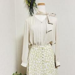 ✨美品✨ポールスチュアート ベージュ シフォンブラウス リボン付き オフィス