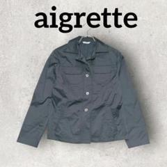 aigrette レディースジャケット 長袖 シャツジャケット (9R)ブラック