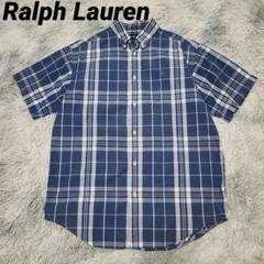 90s Ralph Lauren ラルフローレン ネイビー 半袖シャツ チェック