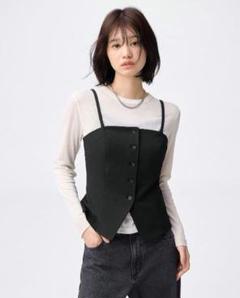 GU フロントボタンビスチェ 黒 XL - メルカリ