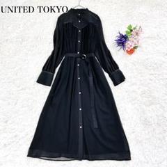 極美品✨ユナイテッドトウキョウ アーチカッティングロングワンピース ベルト付 黒のサムネイル