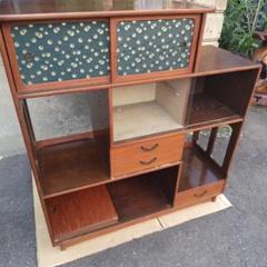 飾り棚　木製棚　木製ラック　大正ロマン　昭和レトロ 古材 キューブボックス 扉付き 単品 本棚 ラック 棚 木製