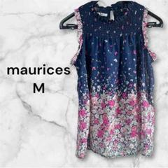 夏物SALE❗️maurices 花柄 ノースリーブチュニック ネイビー 花柄 M
