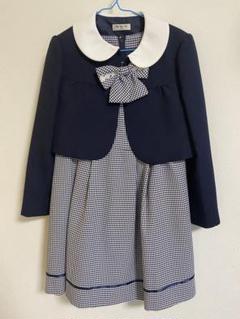 【キャット】ネイビー ジャケット付きドレス 130サイズ　フォーマル 110-130]【セレモニースタイル】襟付きセレモニージャケット