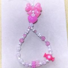 ピンクリボンビーズキーホルダー