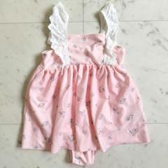 花柄ピンクワンピース水着　110cm ピンク 女の子 キッズ