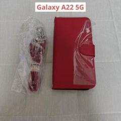 Galaxy A22 5G 手帳型　保護　カバー　ケース レッド 赤