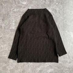 美品✨フェンディ　ロゴラインストーン　タートルネック　ノースリーブニット　XL黒 美品✨フェンディ ロゴラインストーン タートルネック
