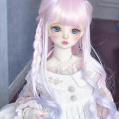 ドールウィッグ 8～9インチ ピンク ロングヘア カール SD BJD グラデ