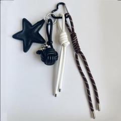 じゃらじゃらキーホルダー バッグチャーム キーチャーム パラコード 星 黒