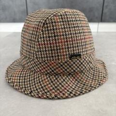 美品 チェックウールハット 帽子