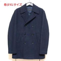 【美品★希少XL】ESTNATION　中綿 キルティング ウール ピーコート　紺