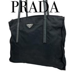 ✨良品　PRADA プラダ　トートバッグ　ブラック　ナイロン　三角プレート　黒