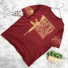【USA発】武器×星条旗★ミリタリー系Tシャツ XL エンジ系