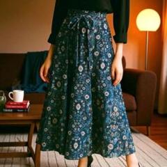 SLOBE IENA花柄ロングフレアスカート秋カラーきれいめカジュアル F