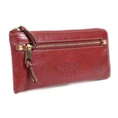 美品 Dakota ゴールドｘレッド ラウンドファスナー 本革 長財布のサムネイル