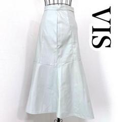 VIS ビス 切り替えスカート 春夏秋冬 水色ホワイトグレー Ｓ【aan015】