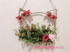 タイムSALE❣️レインボーリボン可愛い❣️うさぎ親子のガーランドリース
