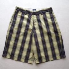 90s OLD STUSSY チェック柄 ハーフパンツ 紺タグ USA製 W33