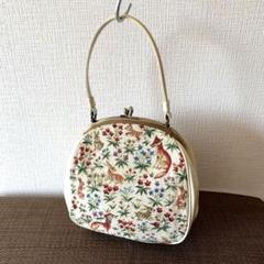 美品✨ヴィンテージ✨西ドイツ製 花柄 コブラン織り がま口 ハンドバッグ 美品✨ヴィンテージ✨西ドイツ製 花柄 コブラン織り がま口