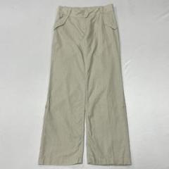 00s~ リネン フレア スラックス 2way ギミック クロップド 生成り