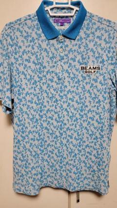 BEAMS GOLF ポロシャツ Lサイズ 青系花柄