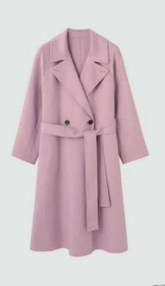 PLST ピンク ベルト付きロングコート 美品　Lサイズ 2025年最新】PLST カラー：ピンク系 ロングコートの人気アイテム